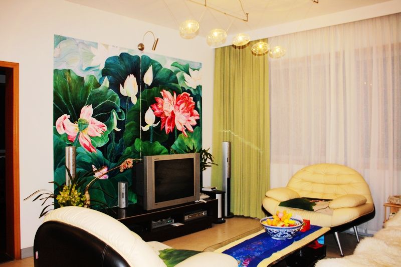 荷花主题,二次装修,墙绘都是自己动手哦,附真人