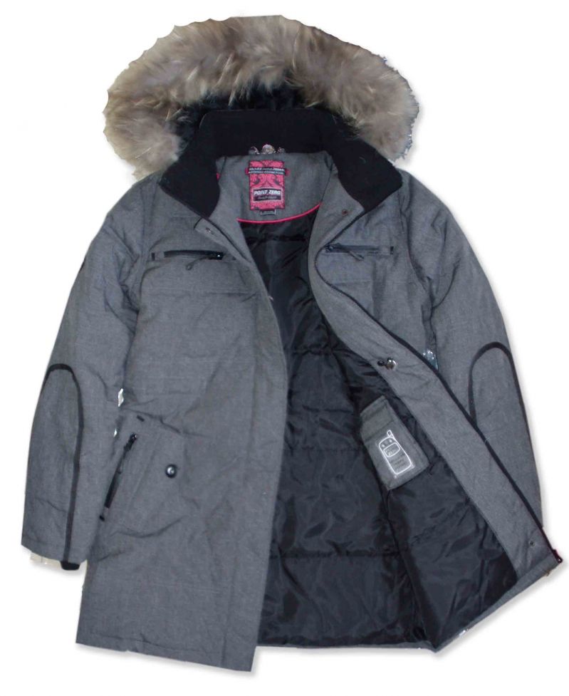 【羽绒服】反季特价!90羽绒出口加拿大pointzero真正貉子毛!