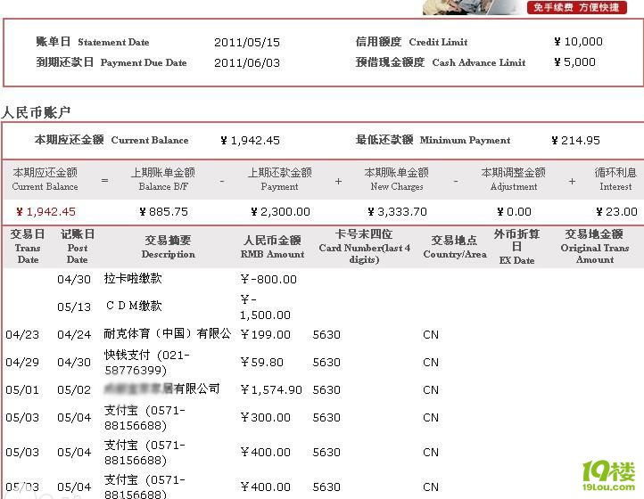 。。就看看吧。先来看看我这个月的银行账单。招商银行的信用卡哈。账单